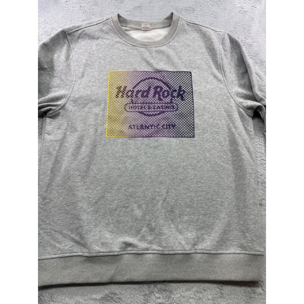 Hard Rock Hotel Casino‎ Atlantic City Gray Crewneck Sweatshirt Men's XL 3D logo